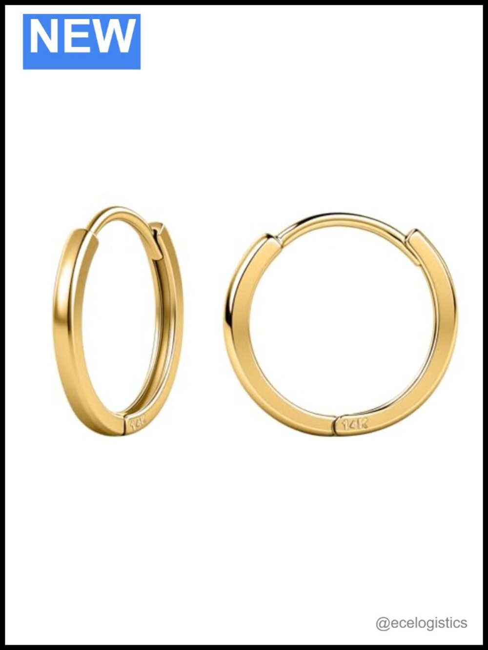 14K Solid Gold Hoop Earrings Hypoallergenic Click-Top Small Dainty Everyday